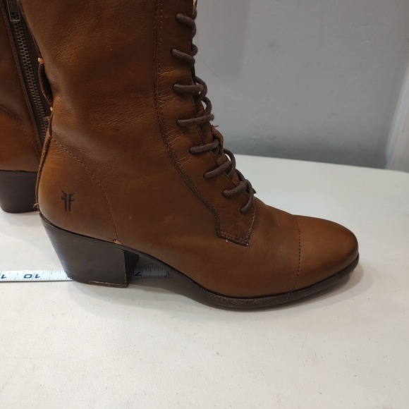 Frye Brown Leather Combat Boots - Picture 7 of 12